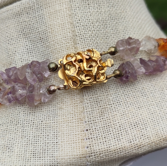 Vintage carnelian,peridot,amethyst stone necklace - Picture 7 of 13